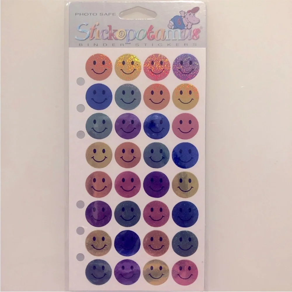 Vintage Dead stock Stickopotamus Smiley Face Sticker Sheet - Multicolor